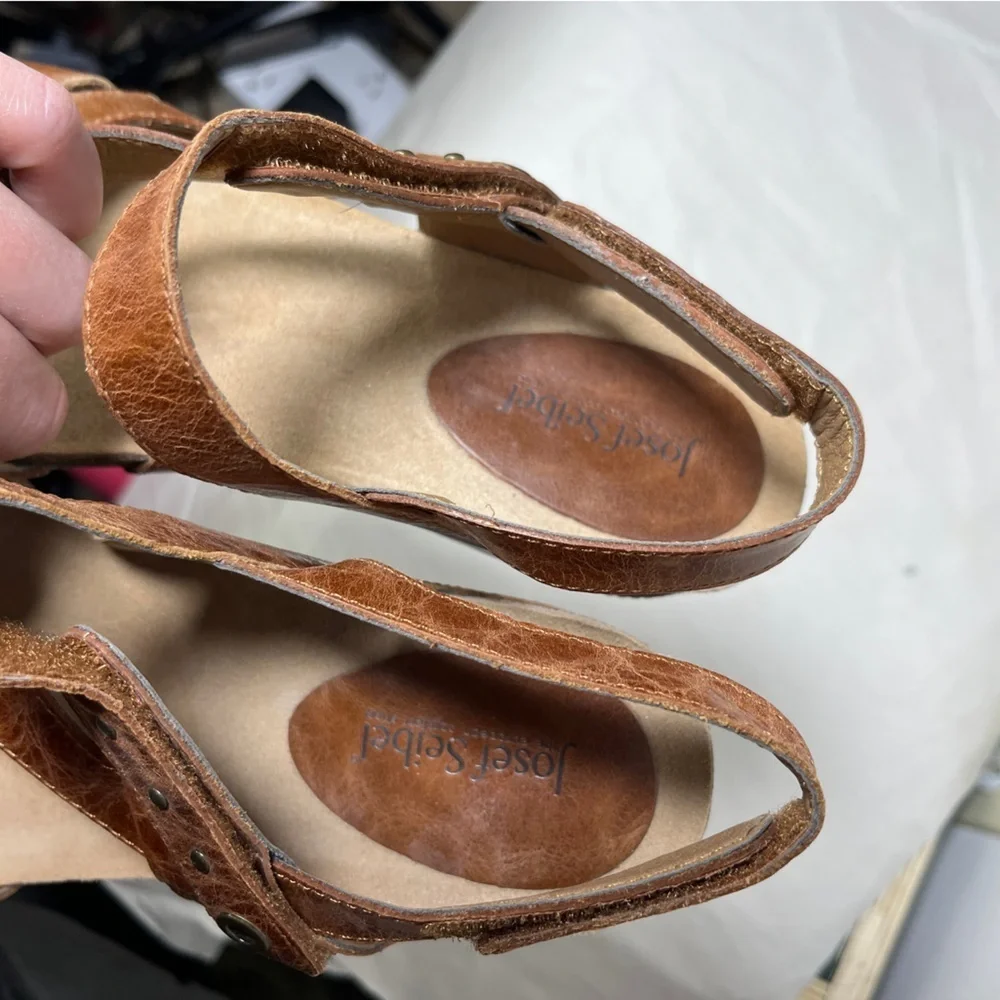 Josef Seibel Hailey 33 Women Sandals Craftsman Marbled Leather Adjustable Sz 7